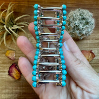 Turquoise magnesite bead bow hair clips