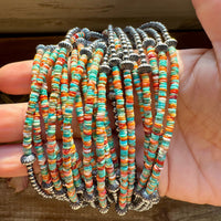 Sterling Silver Pearl Choker with Turquoise & Spiny Oyster Heishi