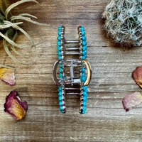 Turquoise magnesite bead bow hair clips
