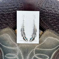 Billy Long Feather Dot Earrings