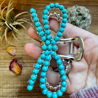 Turquoise magnesite bead bow hair clips