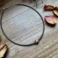 14-Inch Sterling Silver Pearl & Mojave Bead Choker