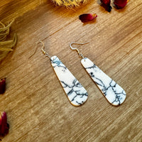White block white tear drop earrings