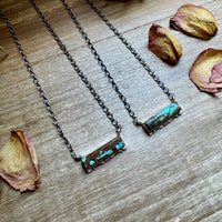 Sterling Silver Bar Necklace with #8 Turquoise