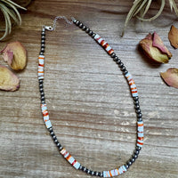 17-Inch Sterling Silver Pearl & Spiny Oyster Necklace