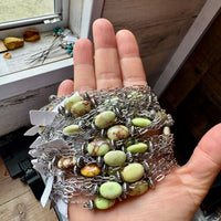 16-Inch Lemon Turquoise Magnesite Necklace with Sterling Saucer Pearls