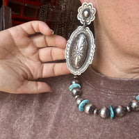 Leander Tahe Sterling Silver Earrings – Post & Dangle Statement with Stamped Detail