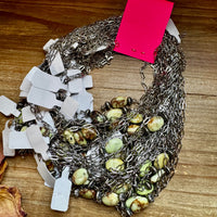 16-Inch Lemon Turquoise Magnesite Necklace with Sterling Saucer Pearls