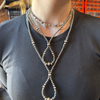 23 inch graduated Sterling Silver Pearls hoop necklace