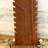 Silver Lariat necklace - paperclip chain
