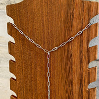 Silver Lariat necklace - paperclip chain