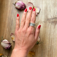Sterling Silver Hand-Milled Wide Band Fancy Sun Ray Stamped Ring – Size 9 – Handmade by Artist Jason
