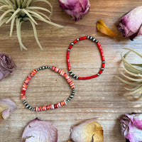 Sterling Silver Mini Wolf Stretchy Bracelet Bundle (Set of 2) – Mixed Stone