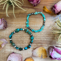Sterling Silver Mini Wolf Stretchy Bracelet Bundle (Set of 2) – Mixed Stone