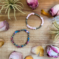 Sterling Silver Mini Wolf Stretchy Bracelet Bundle (Set of 2) – Mixed Stone