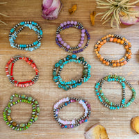 Sterling Silver Mini Wolf Stretchy Bracelet Bundle (Set of 2) – Mixed Stone