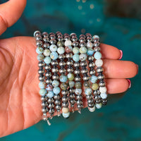 Sterling Silver & Larimar Bracelet – 6 mm Beads