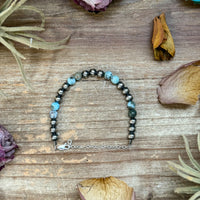 Sterling Silver & Larimar Bracelet – 6 mm Beads