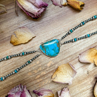Sterling Silver & Turquoise Choker – 13” + Extender – Handmade In-House by The Bijoux FAB