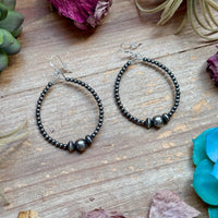 Sterling Silver Pearl Hoop Earrings - 8 mm in the middle