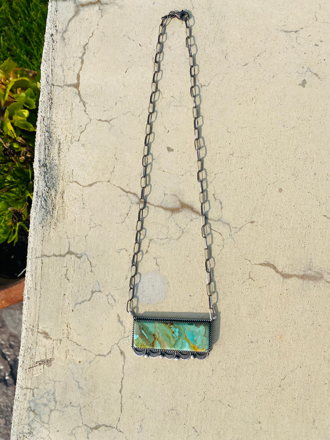 Tia Long Large Turquoise Bar Necklace w/Edge