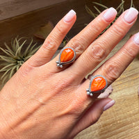 Orange Spiny Oyster Sterling Silver Ring – Size 7 or 10