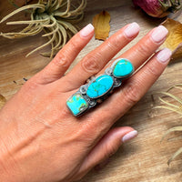 3-Stone Sonoran Turquoise Sterling Silver Ring – Adjustable