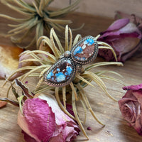 2-Stone Golden Hills Turquoise Sterling Silver Ring – Adjustable