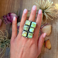 Palomino Turquoise Sterling Silver Adjustable Ring – 6 Stones – Stamped BJA (Boyd Ashley)