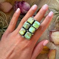 Palomino Turquoise Sterling Silver Adjustable Ring – 6 Stones – Stamped BJA (Boyd Ashley)