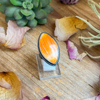 MJ Ring – Sterling Silver Adjustable Orange Spiny Oyster Ring