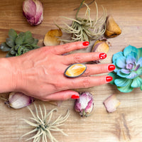 MJ Ring – Sterling Silver Adjustable Orange Spiny Oyster Ring