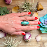 MJ Ring – Sterling Silver Adjustable Oval Turquoise Ring