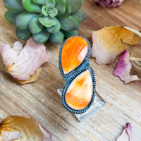 MJ Ring – Sterling Silver Adjustable Double Spiny Oyster Ring