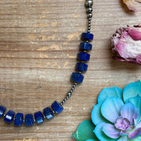 Sterling Silver Pearl & Lapis Necklace – 20”