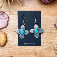 Sterling Silver Zia Dangle Earrings – Native Made by K. Billah
