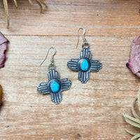 Sterling Silver Zia Dangle Earrings – Native Made by K. Billah