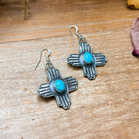 Sterling Silver Zia Dangle Earrings – Native Made by K. Billah
