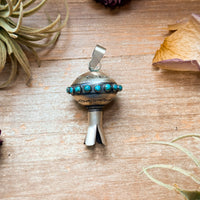 Sterling Silver Blossom Pendant with Kingman Turquoise – Native Made by M.S.