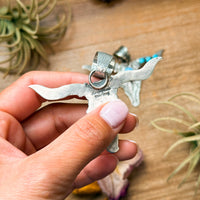 Sterling Silver Longhorn Pendant with Golden Hill Turquoise – Native Made by Leroy James (Navajo Artist)