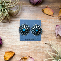 Sterling Silver Concho Earrings with Kingman Turquoise