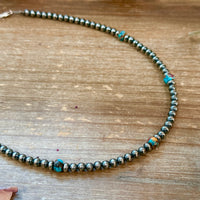 Mohave & Sterling Silver Beaded Necklace – 4 mm Sterling + 6 mm Mohave