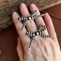 Sterling Pearl Bow Stretchy Ring