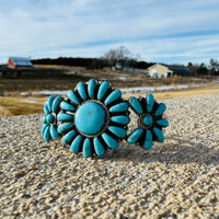 RW Sterling Silver Turquoise Cluster Bracelet