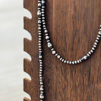 Graduated Sterling Pearl Strand with Barrel Beads