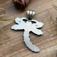 Sterling Silver Orange Spiny Oyster Dragonfly Pendant – Fits Up to 15 mm Beads – Artist Shay Pfeiffer