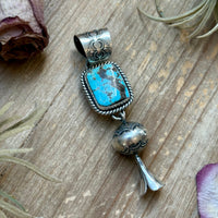 Sterling Silver Blue Dream Turquoise Blossom Pendant – Handmade by Artist Jason Ogg