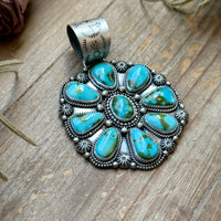 Sterling Silver Sonoran Mountain Turquoise Cluster Pendant – Fits Up to 15mm Beads – Artist Shay Pfeiffer