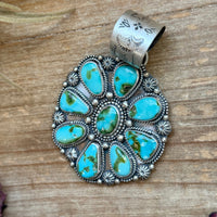 Sterling Silver Sonoran Mountain Turquoise Cluster Pendant – Fits Up to 15mm Beads – Artist Shay Pfeiffer