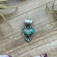Sterling Silver Pilot Mountain Turquoise Heart Pendant – Handmade by Artist Shay Pfeiffer